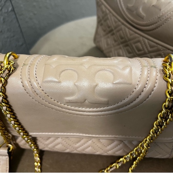 Tory Burch Fleming Convertible Shoulder Bag Shell Pink Quilted Leather - Picture 2 of 10